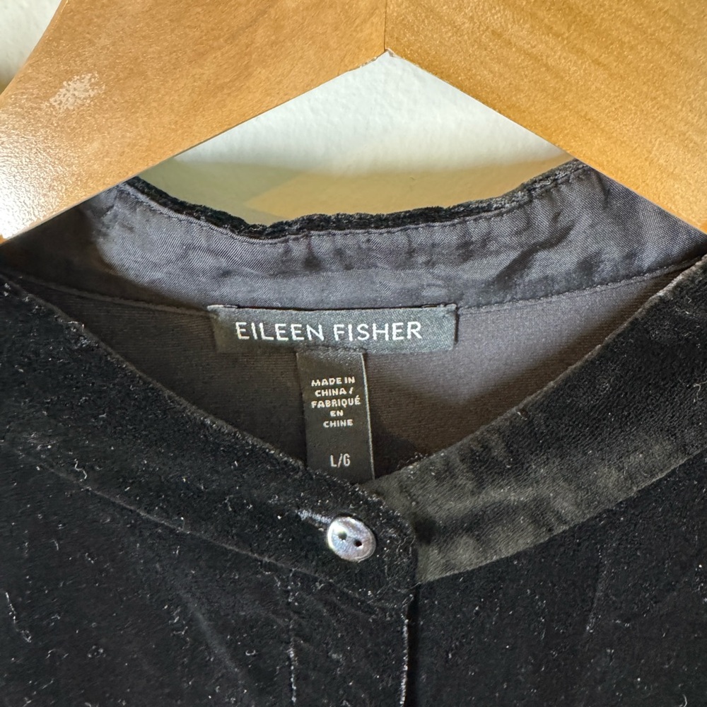 Eileen Fisher Black Velvet Mock Neck Tunic Top Sz. L - Picture 5 of 5